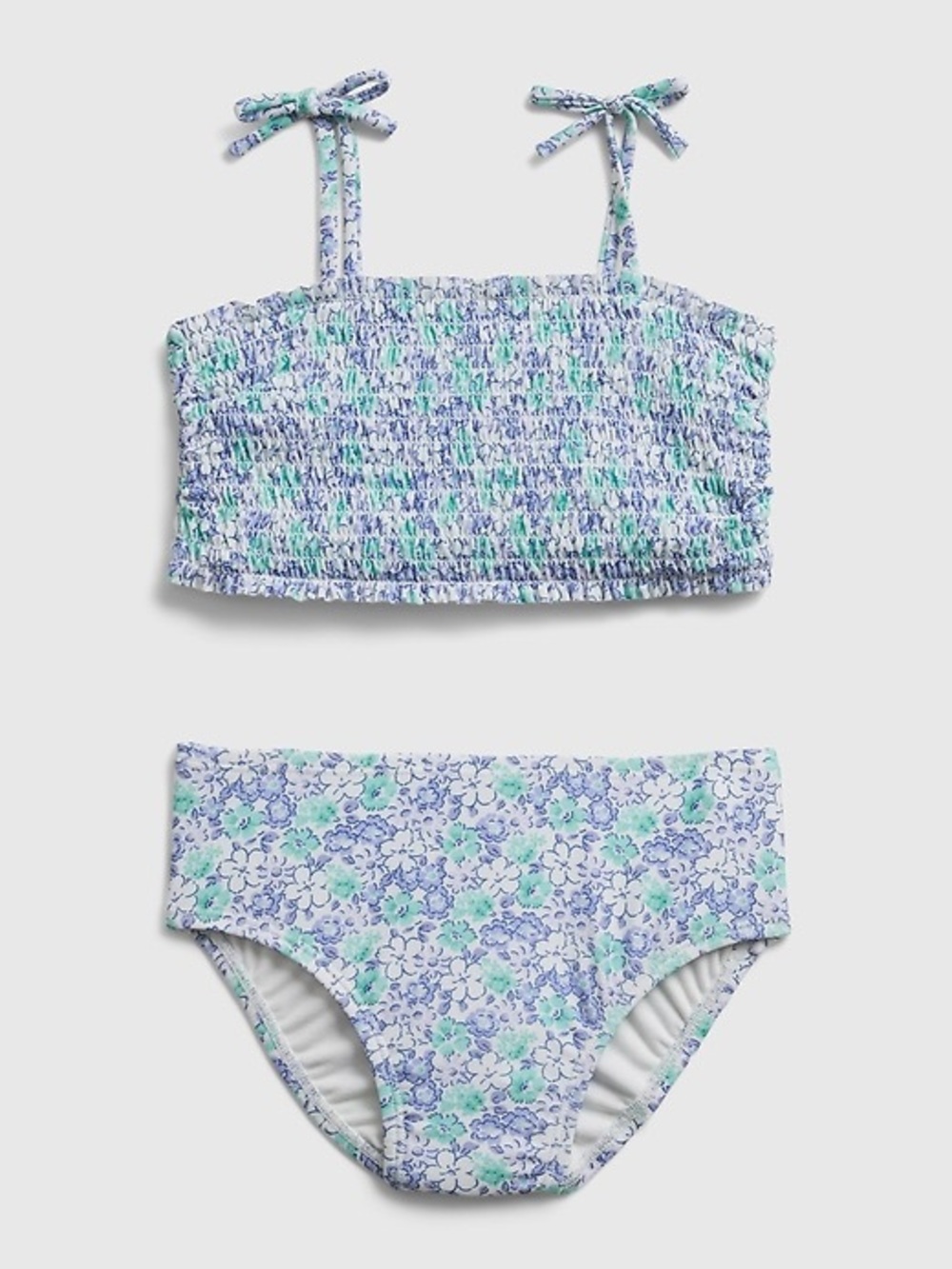 GAP Floral Smocked Tankini in Light Blue, Mint & White